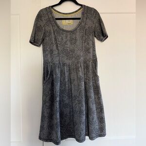 Gray Floral Midi Dress